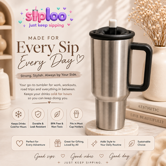 Stanley Quencher ProTour Flip Straw 40oz — Stainless Steel 🖤