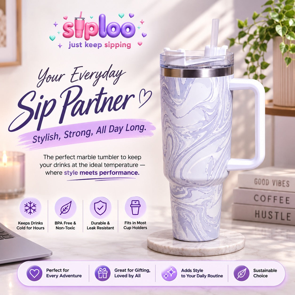 Marble Muse Tumbler — 40oz